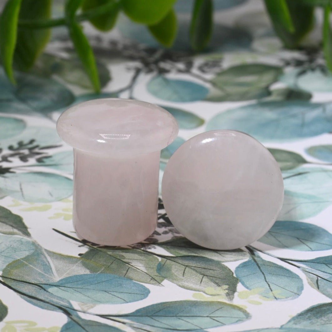 Rose Quartz Single Flare Plugs - Pair - Agave in Bloom