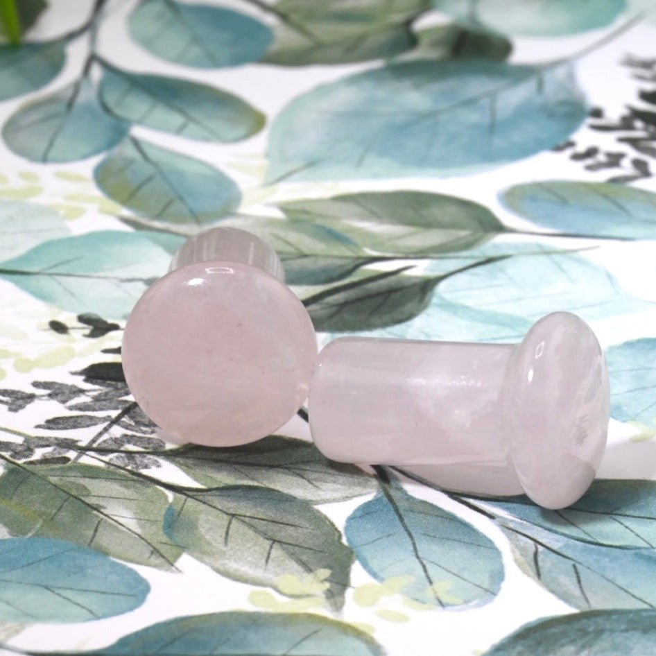 Rose Quartz Single Flare Plugs - Pair - Agave in Bloom