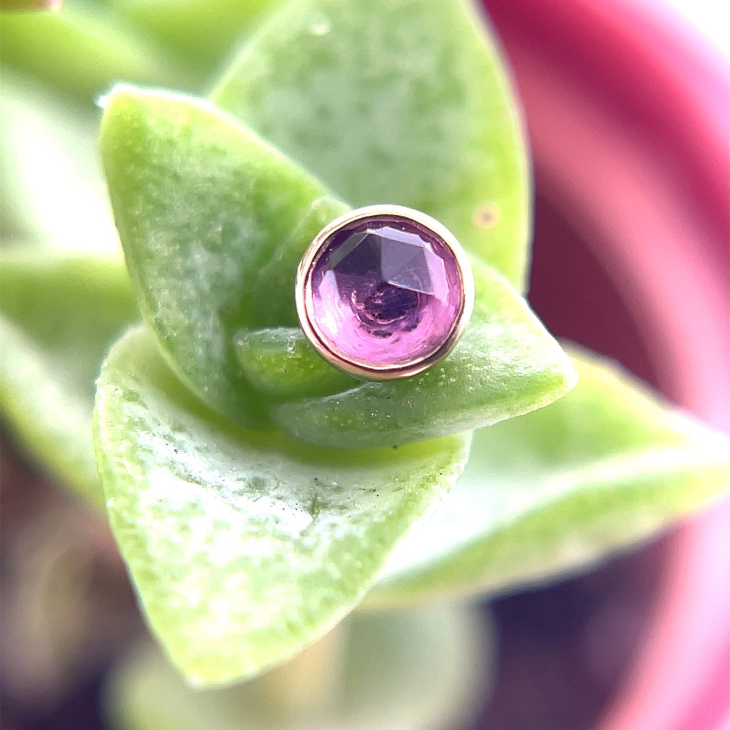 Round Cup 3mm - 14g Threaded - Agave in Bloom