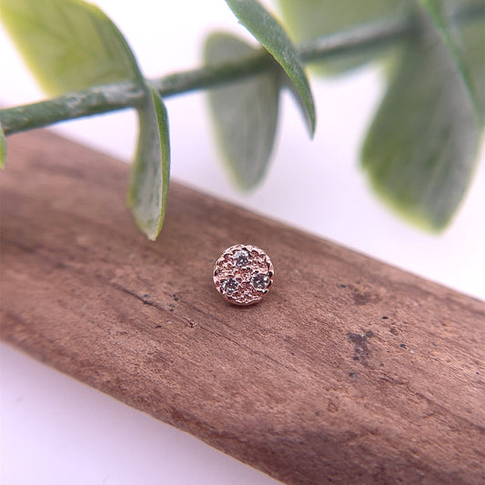 Threaded 3 Gem Pave Circle - 4mm - Agave in Bloom