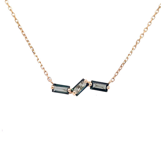 Three Baguette Necklace - Agave in Bloom