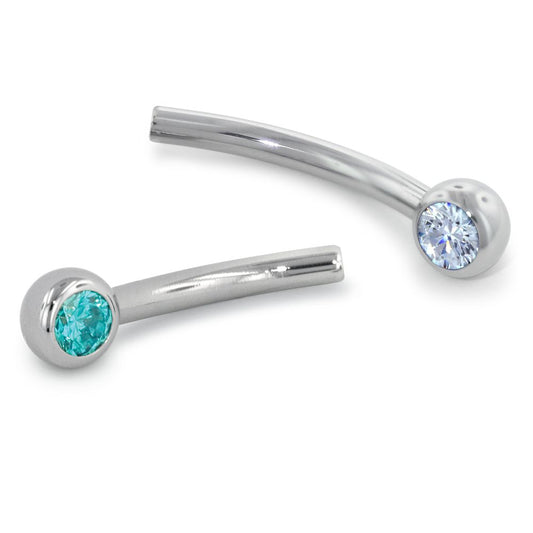 Titanium Curved Barbell with Gem Ends - Agave in Bloom