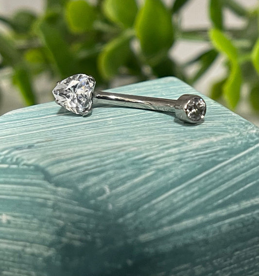 Titanium Heart Gem Navel Curve - Agave in Bloom