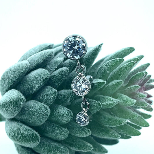 Titanium Navel Curve with Dangle - Agave in Bloom