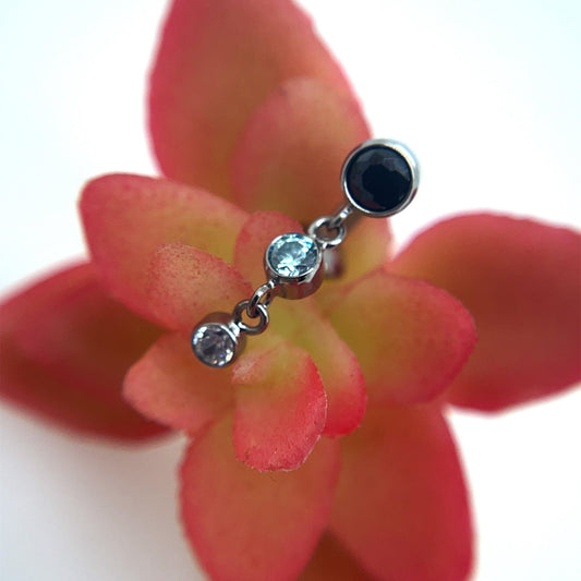 Titanium Navel Curve with Dangle - Agave in Bloom