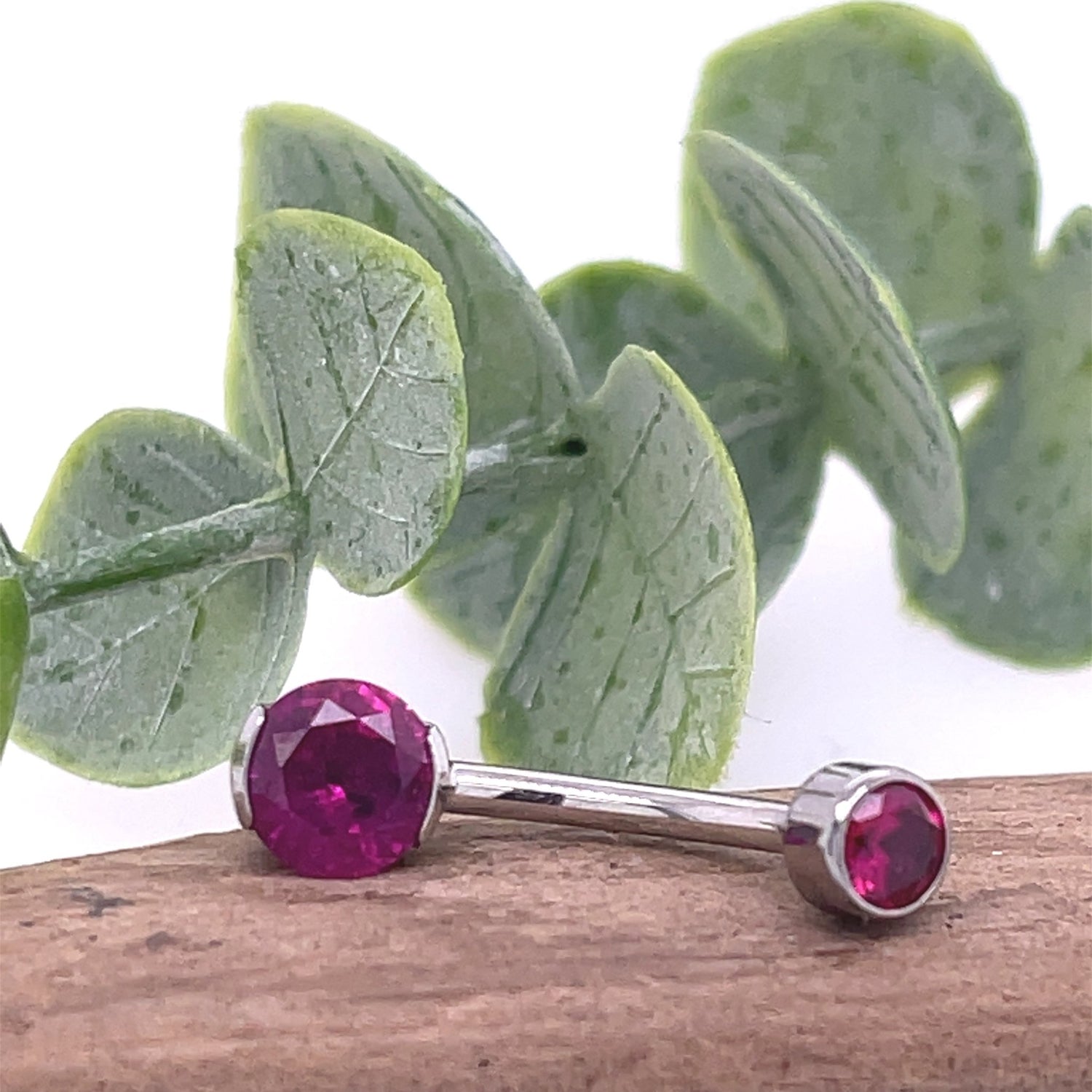 Titanium Round Gem Navel Curve - Agave in Bloom