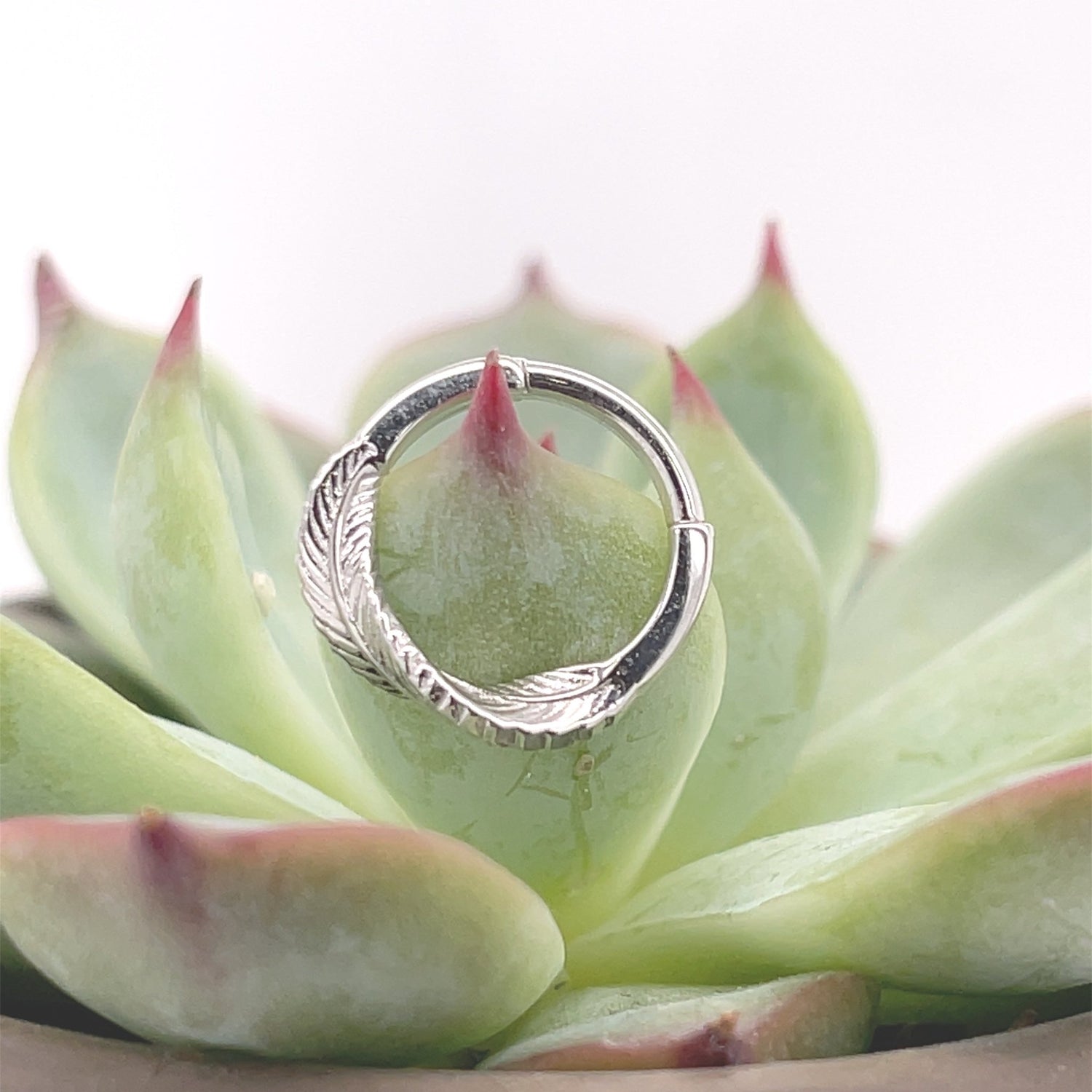 Twisting Feather Hinge Ring - Agave in Bloom