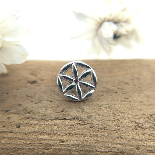 Flower of Life with Gem - 6mm Threaded