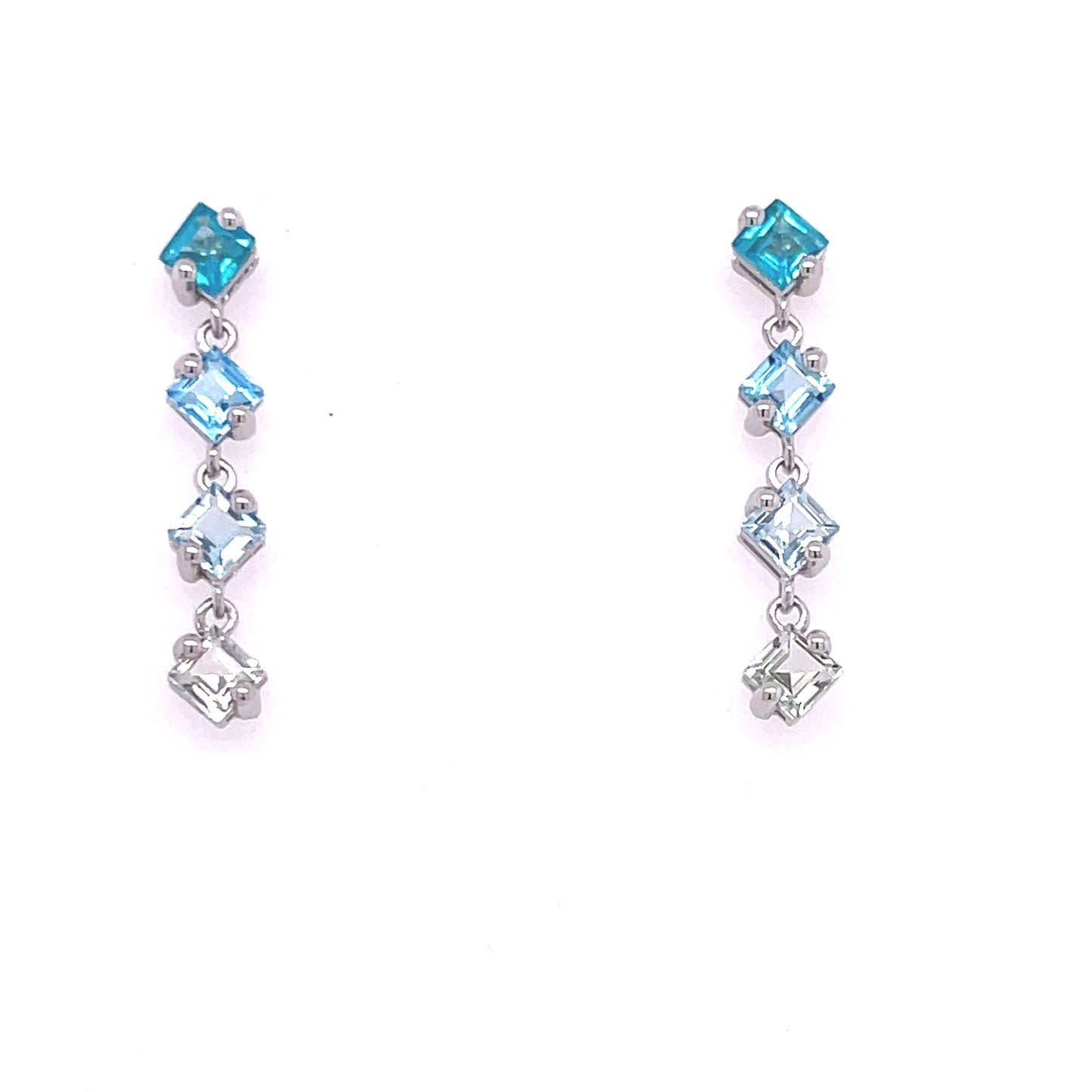 Blue Gemstone Mix Dangle Earrings - Pair